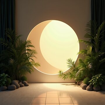 Minimalist backdrop with greenery for photography studio backdrop backdrop studio background light floor empty abstract wall modern design gradient product interior