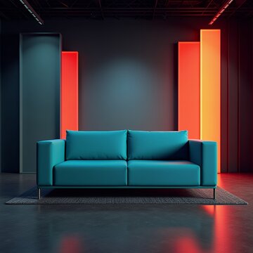 Modern studio set design with teal sofa and geometric backdrop for television and film production studio backdrop backdrop studio background light floor empty abstract wall modern design gradient prod
