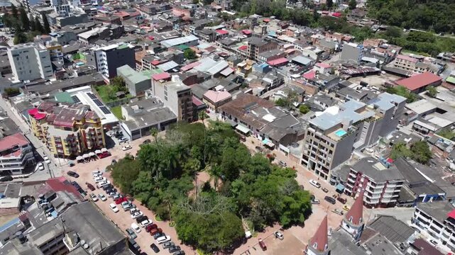 Moniquira, Boyaca - Colombia. February 26, 2026. Panoramic drone view. The municipality is located 59.7 km from Tunja.