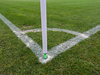 Corner Flag on a Soccer Field with Green Base © VGV