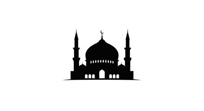 Mosque Silhouette with Dome and Minarets 22.