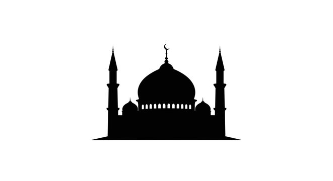 Mosque Silhouette with Dome and Minarets 5.