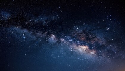 Fototapeta premium Celestial Tapestry: A mesmerizing view of the night sky, showcasing the breathtaking expanse of the Milky Way, speckled with countless stars and celestial wonders.