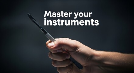 Fototapeta premium Hand Gripping a Gleaming Surgical Scalpel