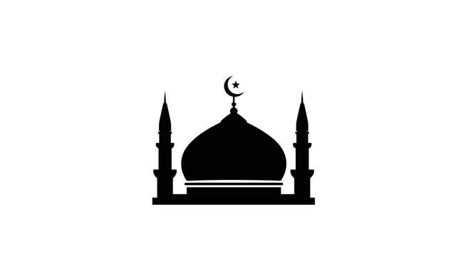 Mosque Silhouette with Minarets and Dome 11.