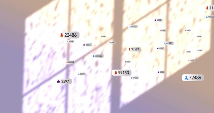 Vertical video: Social feed spawning icons clustering then fading over lit wall, showing metrics