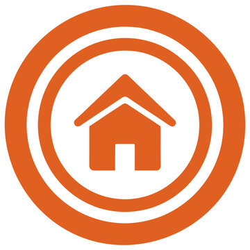 Home icon inside circular target symbol representing property navigation location marker