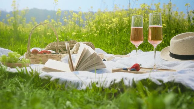 A Relaxing Picnic in a Sunny Meadow