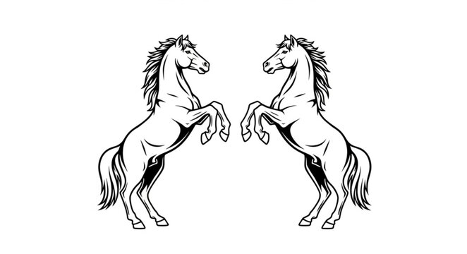 Two rearing horses facing each other in a heraldic pose.