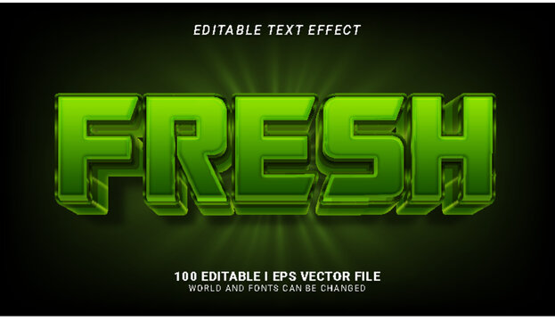 Editable Fresh Text Effect with 3D Lime Green Style and Vector File