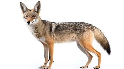 Obraz premium Side-view Red Fox Standing Portrait Isolated on a Pure White Background