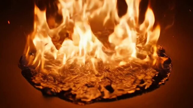 Burning flames in a circular pattern.