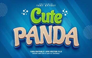 Editable text effect with a cute panda theme in a modern color style © shtamim