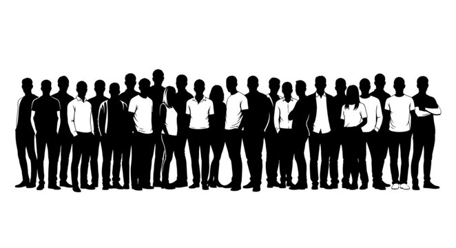 Silhouette Crowd - Diverse Group of People Standing Together in Unity.