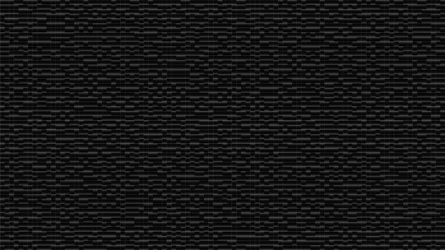 Vector illustration of a dark horizontal digital glitch pattern representing binary code streams and secure big data encryption.