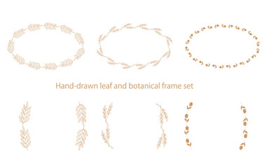 Naklejka premium 手描きの植物の楕円フレームセット。