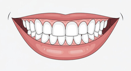 Illustration of a smiling mouth with healthy white teeth. © Kangmas