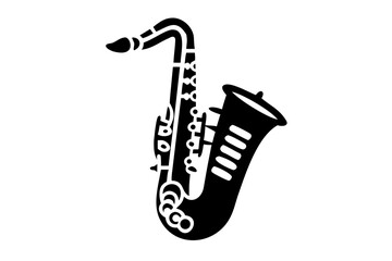 Naklejka premium baritone saxophone silhouette illustration for music, instrument, and jazz performance design