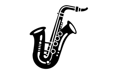Naklejka premium tenor saxophone silhouette illustration for music, instrument, and jazz performance design
