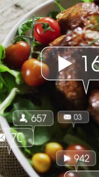 Glazed poultry bowl with herb, receiving animated play person mail bubbles driving social reach