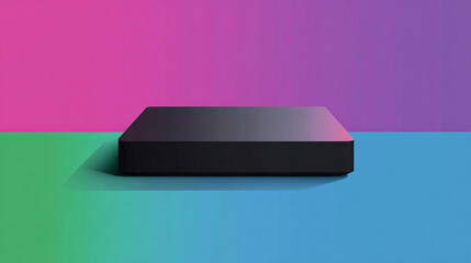 Modern Abstract 2D Graphic Design with Centered Minimalist Vector Art Focal Point on Vibrant Background