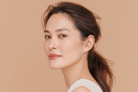 美容, 女性, スキンケア, 化粧品, ビューティー, 若い女性, 美肌, 日本人, アジア人, フェイシャル, メイク, 美容液, 保湿, クリーム, エイジングケア, 美容医療, エステ, 美容クリニック, 肌ケア, ナチュラルメイク, 透明感, ツヤ肌, モデル, 笑顔, ポートレート, クローズアップ, リラックス, 癒し, 健康的, 美白, コラーゲン, ヒアルロン酸, アンチエイジング
