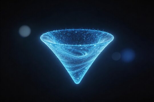 Blue glowing cone shape with particles