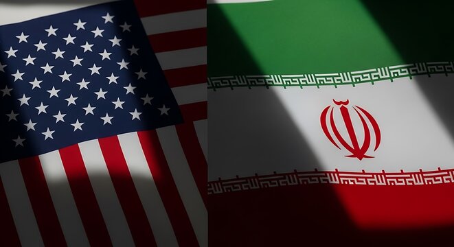 United States and Iran flags side by side, representing international relations and diplomacy