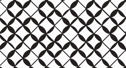 Fototapeta premium A black and white geometric pattern of interconnected shapes forming a seamless design