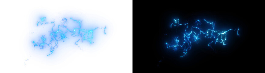 PNG image of&nbsp;Intense bright blue electrical discharge crackling wildly across a dark visual plane on transparent background