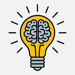 Fototapeta premium Innovative thinking concept with brain inside light bulb