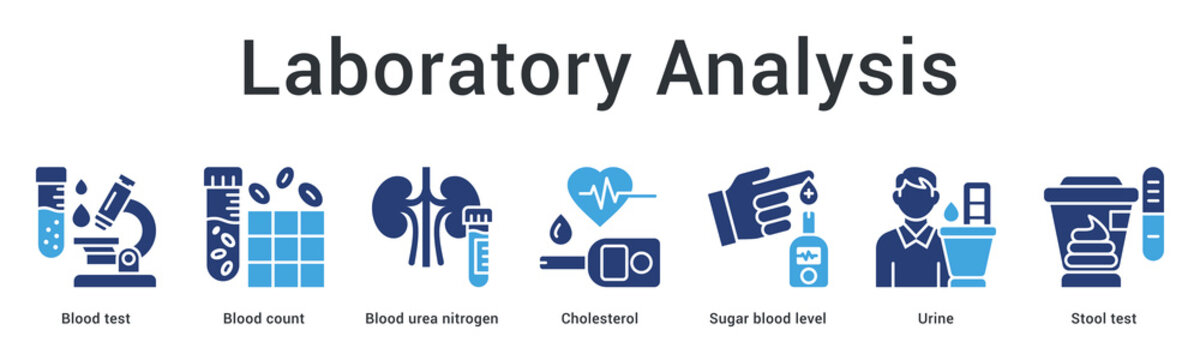 Laboratory analysis banner web icon processes blood and specimen tests for comprehensive metabolic health evaluation.