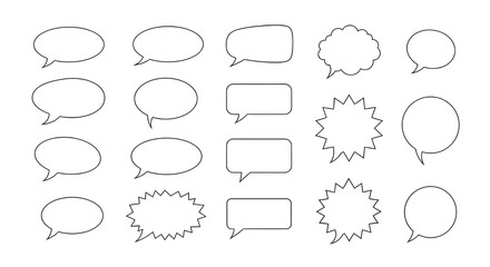 Fototapeta premium Set of Line Speech Bubble Icons. Collection of Chat and Thought Boxes. Isolated Vector Illustration.