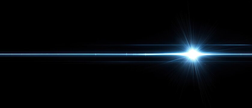 A brilliant white lens flare emanates from a bright central point against a stark black background.