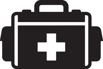 Obraz premium First Aid Kit Silhouette Medical Emergency Box Health Care Icon