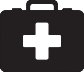 Obraz premium First Aid Kit Silhouette Medical Emergency Box Health Care Icon
