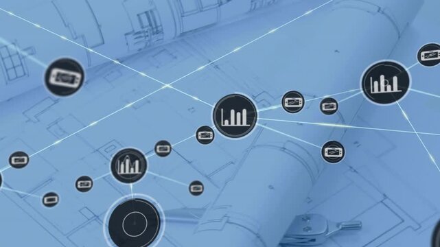 Vertical video: Single node appearing over aviation plan, drawing nodes inward, forming mesh