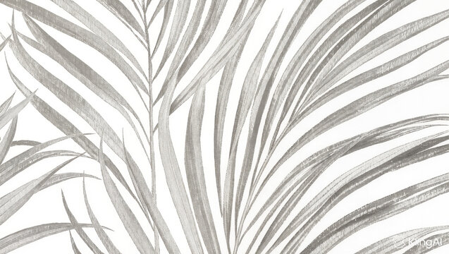 Abstract, monochrome feather-leaf pattern in soft gray tones over a light cream background, forming a seamless texture