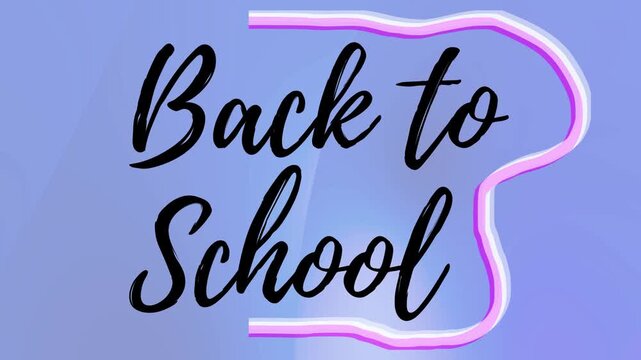 Animated Back to School cursive text with playful neon pink wavy border on a blue gradient background