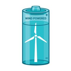 Fototapeta premium Green Renewable Energy Wind Turbine Battery Concept Vector