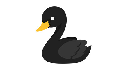 Obraz premium Black Swan Vector Illustration, Flat Design, Symbol of Elegance, Isolated on White, for Design