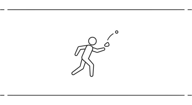 Person throwing stone, action, movement, outdoor activity, simple line drawing icon