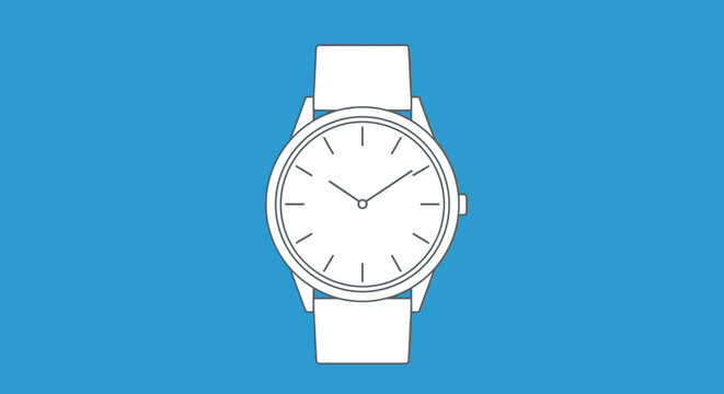 Simple white watch on blue background