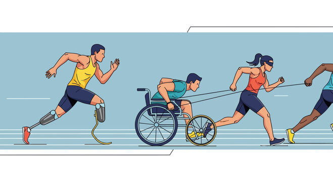 Athletes Competing in Track Event.