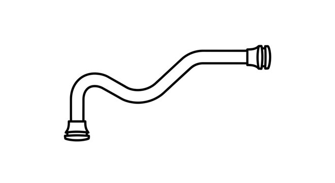 Flexible S-Shaped Pipe with Connectors, Isolated on White Background