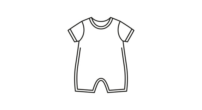Baby Romper Outline Icon, Simple Line Art for Newborn Clothing and Apparel