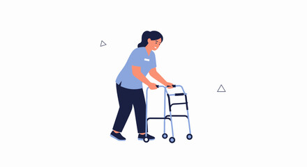 Fototapeta premium Nurse assisting elderly patient with walker, healthcare concept