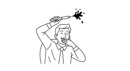Obraz premium Businessman Holding Leaking Pen with Ink Splatter Illustration Vector Design Element