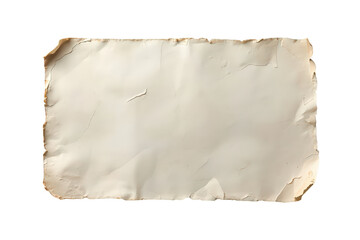 Obraz premium Vintage worn out paper texture with torn edges on transparent background creating an aged blank parchment frame