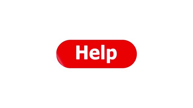 Simple animation of cursor icon clicking help button. Pack of animated templates for video editing. A set of flat design animated templates for web design or app design. Alpha channel, 4K
